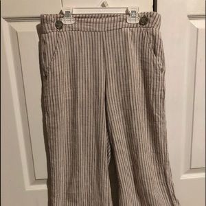 cream striped pants, very flowey